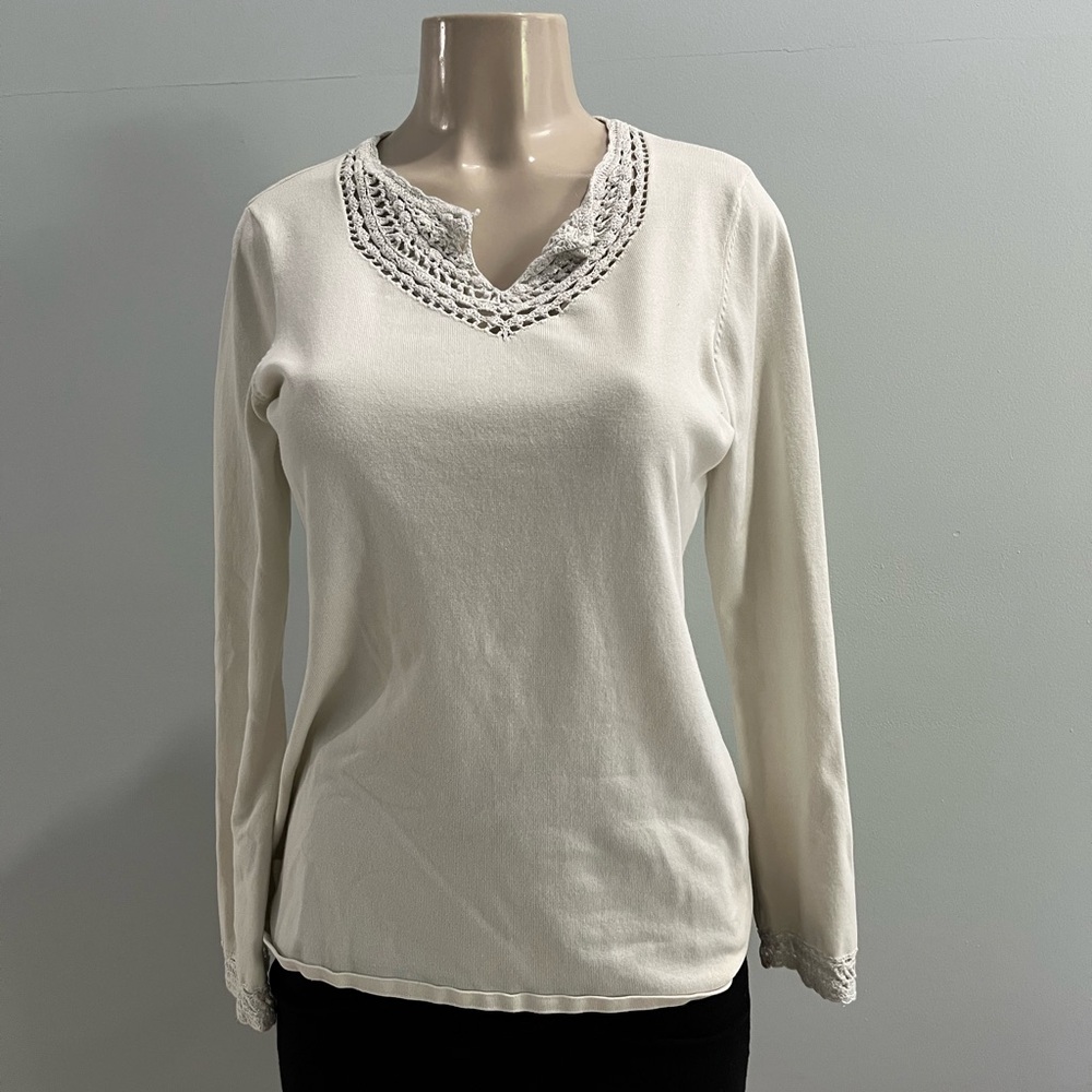 Style & Co. Cream Lace-Accented Blouse